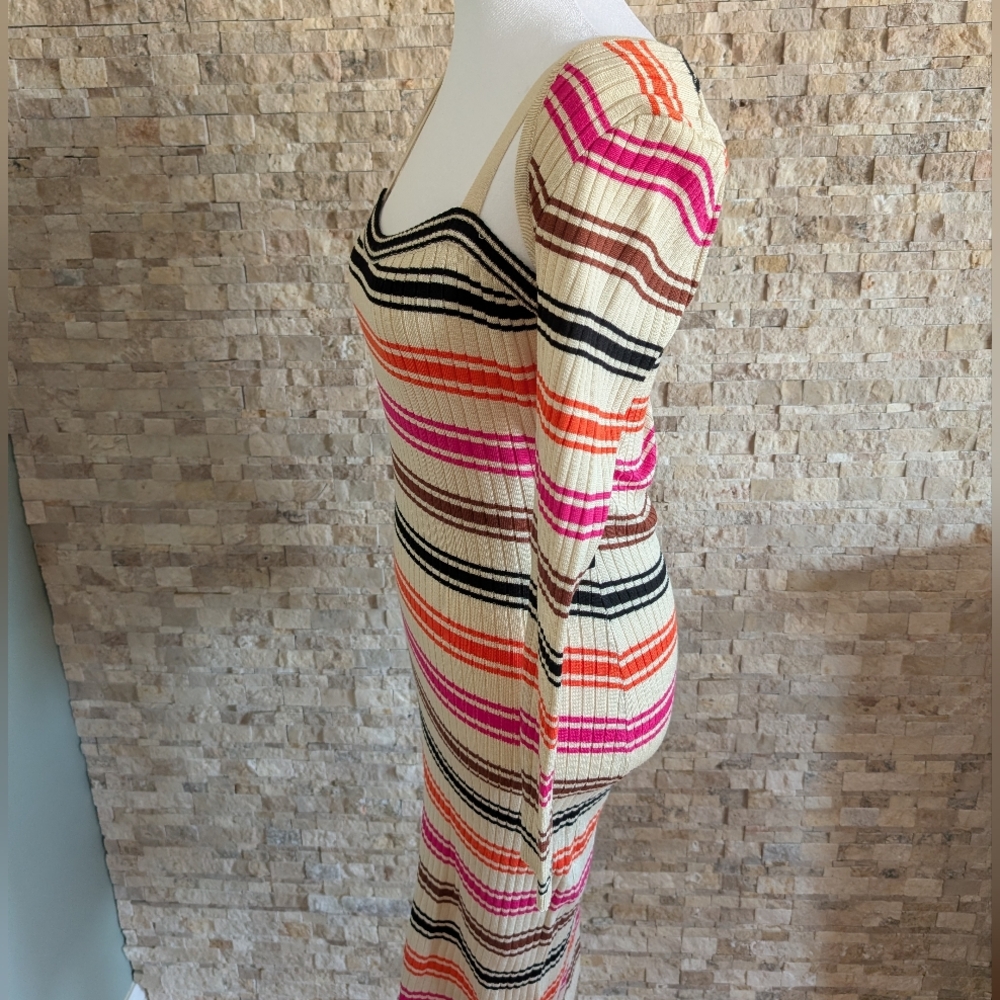 NWT Bodycon Striped Midi Sweater Dress Faux  Coordinating Shrug Top Y2K 1X XL image 2